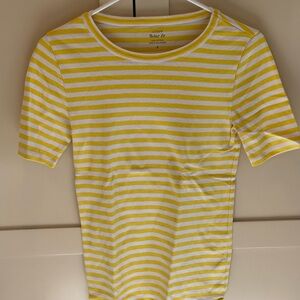 J. Crew Yellow & White Striped Short Sleeve Tee
